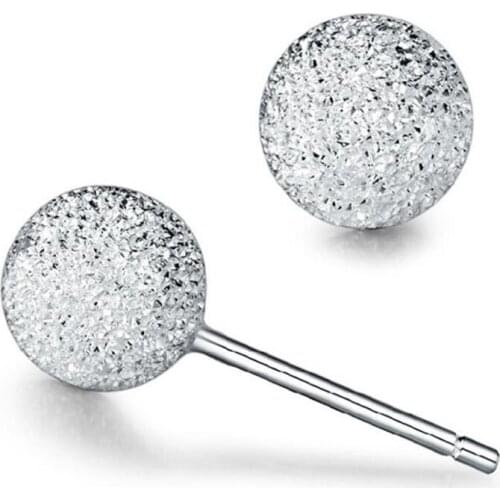 KOFSAC New Trendy 925 Sterling Silver Stud Earrings For Women Engagement Party Shining Zircon Ball Earring Jewelry Girl Gifts