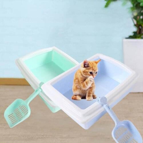 Cat Litter Box Sand Semi-closed Puppy Pet Toilet Cleaning Supplies with Shovel Cat Litter Box