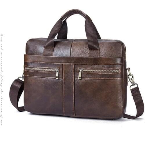 Brown Business Top-Handle Bags Men Luxury Messenger Bag Genuine Leather Single Shoulder Bag Chains High-grade 2021 New