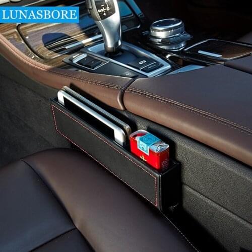 Leather car seat crevice storage box multi-purpose auto gap organizers carrying pocket car seat gap store content box black
