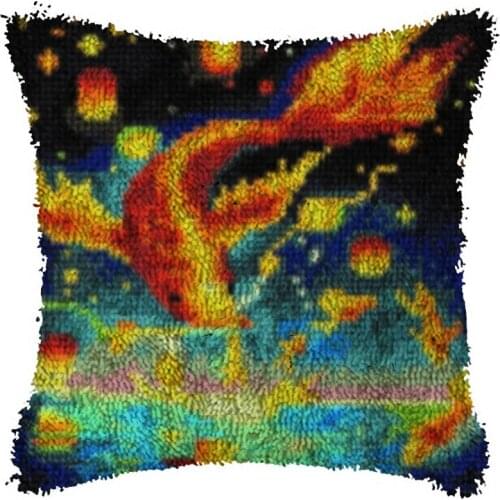 Latch Hook kits Pillow Fish Diy Handmade Printed Canvas Cushion Latch Hook Kits DIY Unfinished accessories