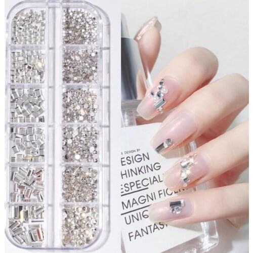 Rhinestones Nail Decoration Glitters With Hard Case DIY Nail Art Decorations Crystal Gem 3D Glitter Nail Art Decoration Beauty