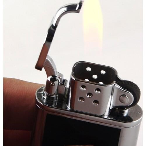 Metal Retro Old-fashioned Grinding Wheel Open Flame Lighter Smoking Accessories for Weed Lighter Vintage Gifts Gadgets for Men