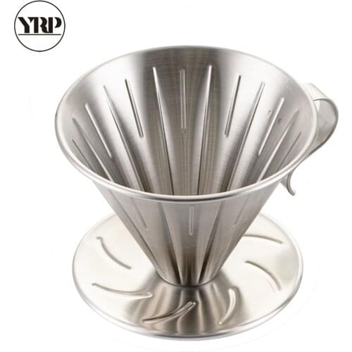 YRP V60 Stainless Steel coffee filter Over Dripper Reusable Household Barista Brew Cup Coffee Making kitchen Tools percolator