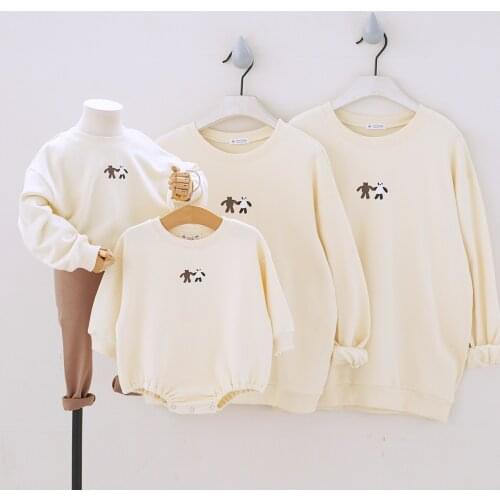 Fashion Hooded Sweater Same Sets For Family Autumn Family Matching Costume Long Sleeve Sweater Romper For My And Mom And Dad