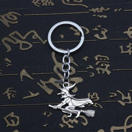 Men New Halloween Alloy Pendant Broom Keychain Keyring Ring Fashion Jewelry Gift Key Chain Souvenir 2020 Wholesale