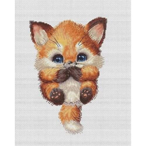 Cute Fox Cub Animal Pet Sewing Top Quality Embroidery Needlework 14CT Unprinted Cross Stitch Kits DIY Arts Handmade Home Decor