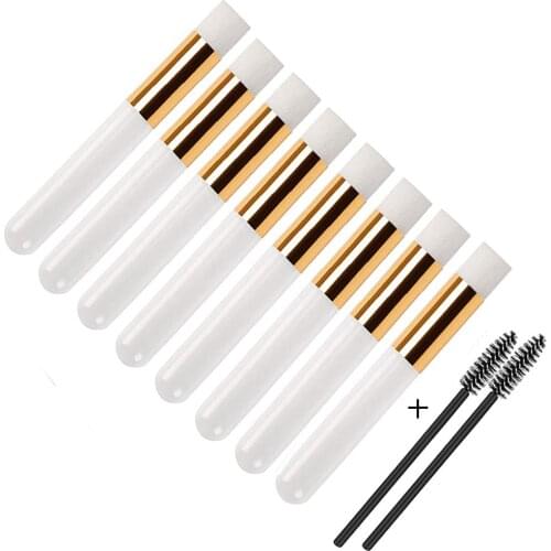 Set of 10 eyelash brushes, eyelash cleaning brush, makeup brush extending eyelashes and nasal pore deep cleaning brush, white