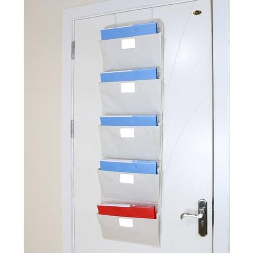 File Storage Wall Hanged Wardrobe Organizer Pouch Bag 5 Pockets Oxford Cloth Hanging Large-capacity Magazine Book Storage Bag