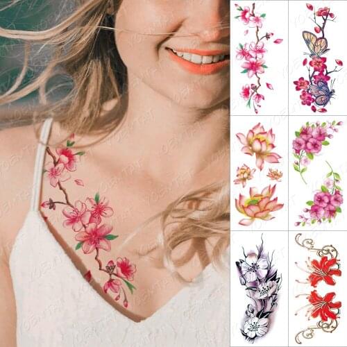 Watertransfer Temporary Tattoo Stickers Sexy Red Rose Flowers Intimate Tattoo Arm Shoulder Body Art Fake Tatoos For Holiday