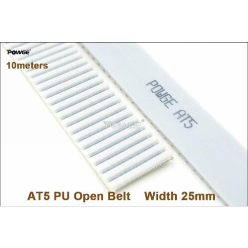 POWGE 10meters AT5 Timing Belt AT5 25 PU Open Belt Width 25mm Polyurethane With Steel Core Belt AT5-25 High Quality
