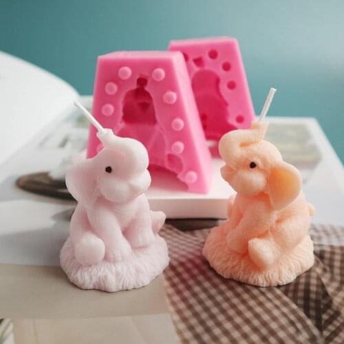 3D Cute Elephant Candle Silicone Mold for Mousse DIY Handmade Ornaments Plaster Soap Candle Jewelry Kids Toys Handicrafts Mould