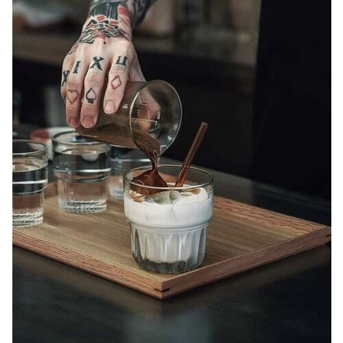 Ins Glass Coffee Cup Transparent Vertical Pattern Glass Iced American Latte Cup Coffee Cup White Cup