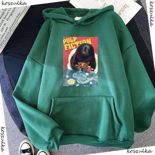 2020 Pulp Fiction Movie Graphic Printed Hoodies Streetwear Fashion Sweatshirt Hoody Harajuku Korean Style Unisex Green Hoodie