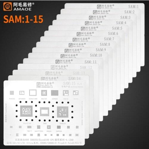 14pcs/lot BGA reballing stencil template for Samsung A10-A70 S10 S9/S8/S7/S6 S5 A3/A5/A7 A9 C9 C7/J3/J5 J610 /J2/J320F J720 A305