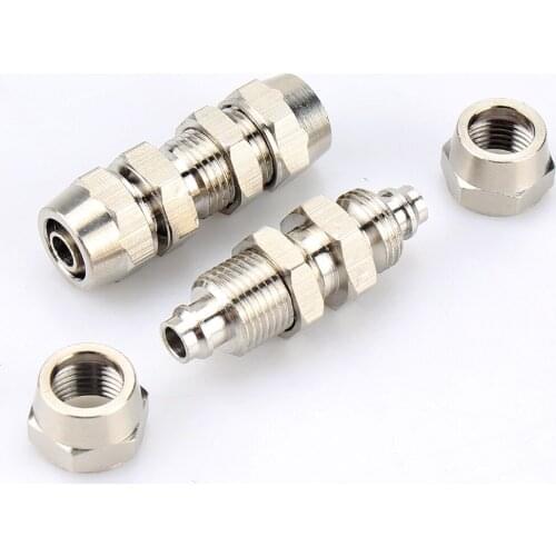 Twist Fit 4/6/8/10/12/14/16mm OD SMC Lock Female Type Bulkhead Copper nickel plating Push In Connector Quick Release Air Fitting