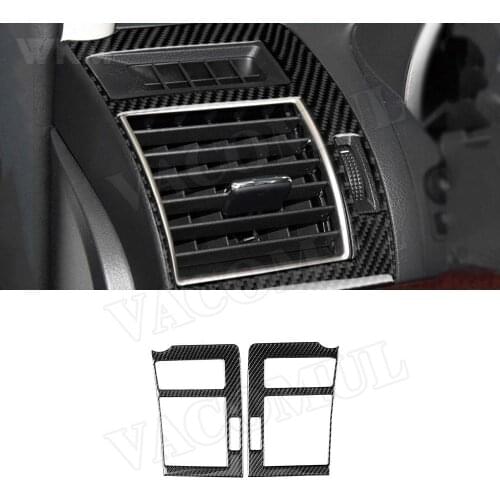 Carbon Fiber Front Dashboard Side AC Outlet Air Vent Trim Frame Cover Decal Stickers For Toyota Land Cruiser Prado 2010-2018