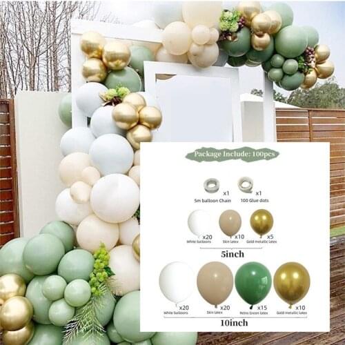 Retro Green Balloon Chain Avocado Green Latex Balloons Arch For Wedding Baby Shower Christmas Birthday Party Decoration Supply