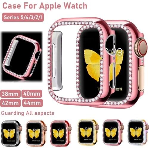 New Diamond Covers Case Protector for Apple Watch 44/42/40/38mm Scratch Plastic Cases for IWatch Series SE/6/5/4/3/2 Accessories