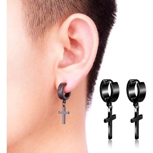 Punk Rock Style Women Mens Stainless Steel Dropping Earrings Cross Gothic Pendientes Mujer Moda 1pc