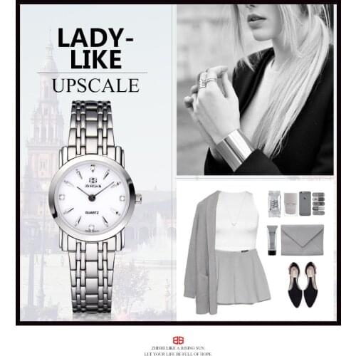 Small dial ultra-thin waterproof quartz watch contracted steel and women business set auger ladies watch