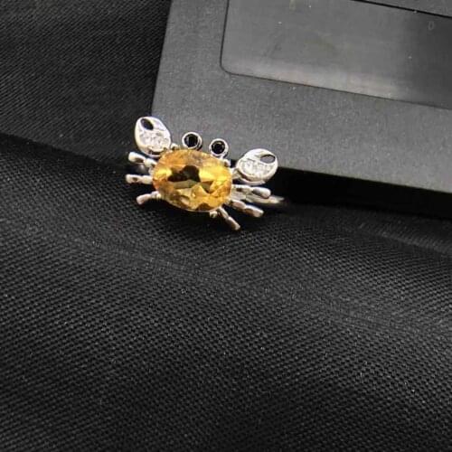 Natural Oval Citrine 925 Sterling Silver Jewelry Wedding Ring with S925 For Women