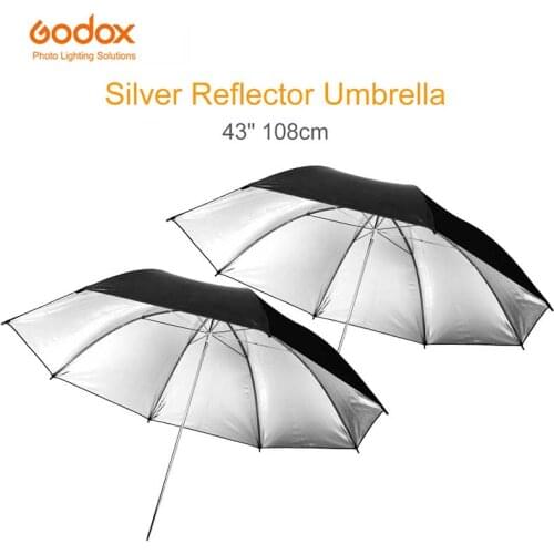 2pcs Godox 43" 108cm Reflector Umbrella Photo Studio Flash Light Black Silver Umbrella