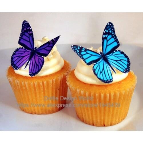 Big Blue Purple Butterfly Edible Cake Topper Wafer Rice Paper Cupcake Topper Wedding Decoration Birthday Baby Shower Cake Decor