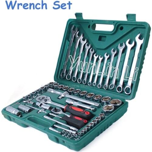 61 in 1 Socket Wrench Tool Kit Hex Ratchet Wrench Spanner Auto Car Motorcycle Nut Removal Repairing Hand Tool Kit