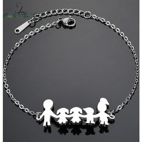 Nextvance Stainless Steel Father Mother Girls Boy Bracelet Link Chain Charm Bracelet for Women Gift Family Jewelry