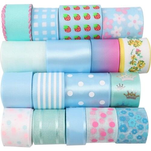 David accessories 17roll/set 1yard/roll Flower Dots Gauze Grosgrain Satin Ribbon,DIY Handmade Material,Gift Wrap,1Yc6701