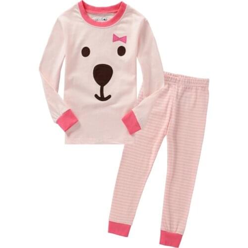 Cartoon Pink Bear kids pajama sets,children sleepwear nightwear girls family pajamas Retail toddler baby pyjamas 2t-7t