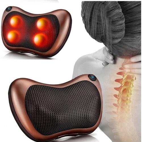 Massager Dual-use Household Car Neck Foot Cervical Massage Waist Back Body Electric Massage Pillow Cushion Infrared Heated
