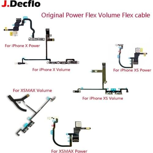 JDecflo ORIGINAL NEW Power Flex Volume Flex cable For iPhone X XS XSMAX With Metal Flexible Ribbon Repair Replacement Parts
