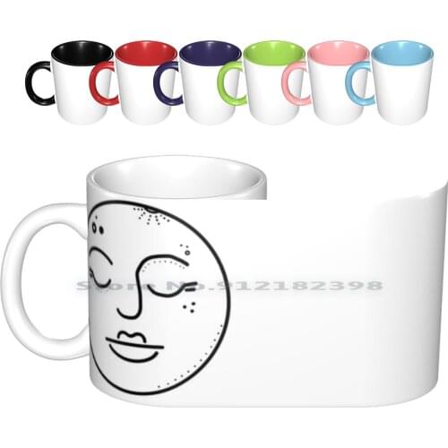 The Moon Ceramic Mugs Coffee Cups Milk Tea Mug Moon La Luna Luna Stars Galaxy Space Sun Star Sketch Simple Creative Trending