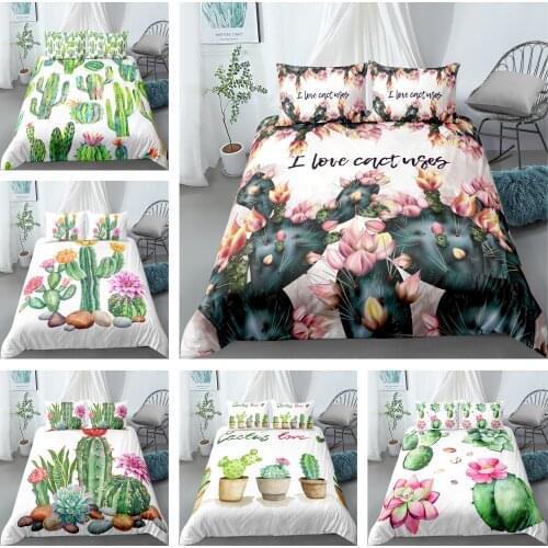 Fashion Plant Printed Cactus Succulents Bedding Sets Home Decoration Quilt Duvet Cover Pillowcase Drop Shipping