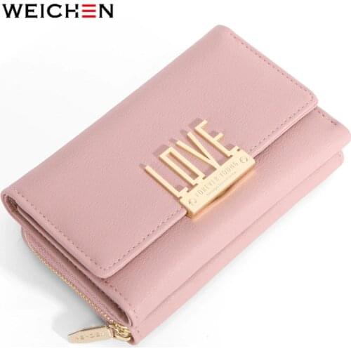 WEICHEN Large Capacity Clutch Wallet Women Zipper Cell Phone Pocket Card Holder LOVE Pattern Female Wallets Purse Ladies Cartera