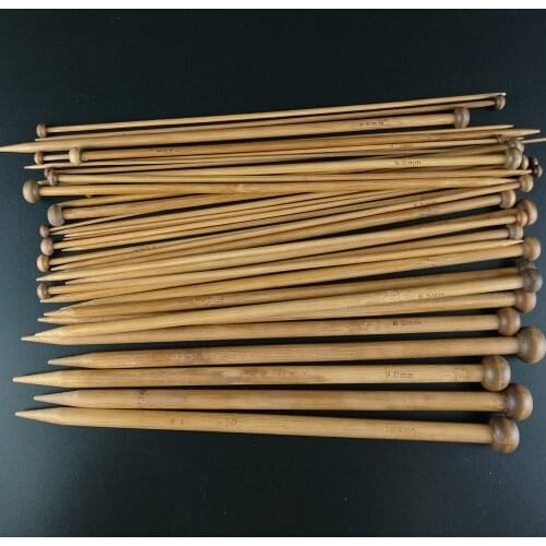 2016 Hot 36Pcs 18 Sizes Carbonized Bamboo Knitting Needles Single Pointed Smooth Crochet Needles Needle Arts Tools