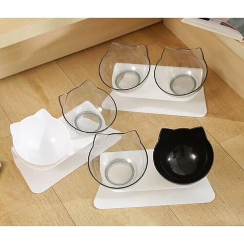 Cute Cat Bowl Hot Sale 15 Degrees Tilted Cat Ear Shape Pet Bowl Small Dog Food Water Elevated Feeder Pets Feeding Supplies