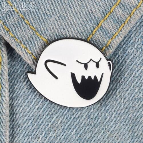 Fashion White Specter Enamel Pin Cute Little Ghost Badge Brooch Lapel Pin Denim Jean Shirt Bag Cartoon Jewelry Gift