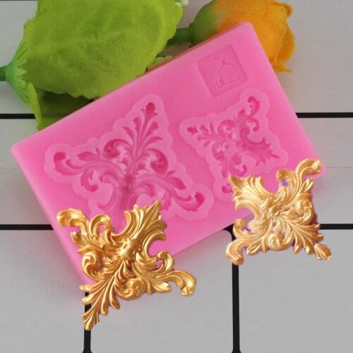 Mujiang 3D Baroque Scrolls Corner Silicone Mold Flower Vine Fondant Cake Decorating Tools Cupcake Chocolate Gumpaste Clay Molds