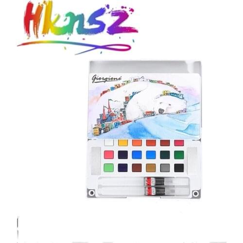 12/18/24/36 Colors Multi-Solid Watercolor Pigment Set with Art Supplies Water Pen Painting Pigments art supplies for painting