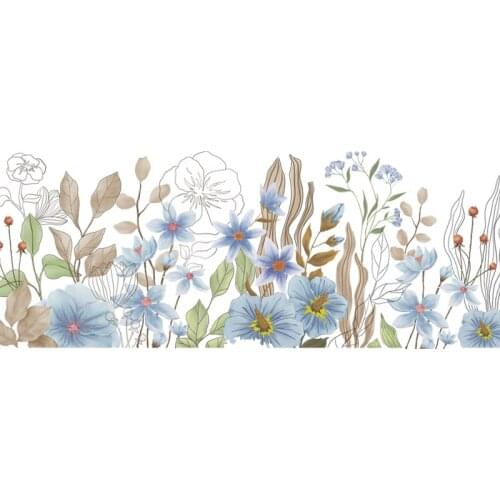 Colourful Plant Wall Decals Hand-painted Flowers Wall Sticker For Living Room Bedroom Wall Paper Decorative Sticker Clear Sky