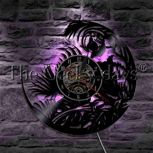 Cockatoo LED Wall Light Vinyl Record Wall Clock Bird Parrot Multi Colors LED Sign Animal Lovers Decoative Lighting