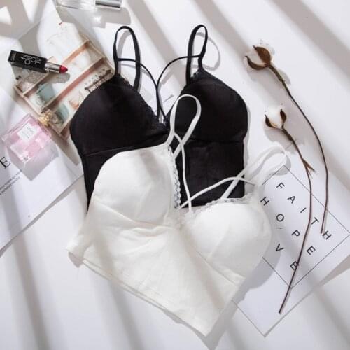 Women Lace Crop Top Padded Tube Top Sexy Lace Bralette Deep V Bra Wireless Lingerie Underwear Brassiere Tanks Camis Tops