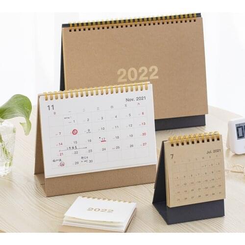 2022 NEW Kawaii Gold 3 Size Solid Color Kraft Calendar Coil Schedule Creative Desk Table Dates Reminder Timetable Planner sl3061