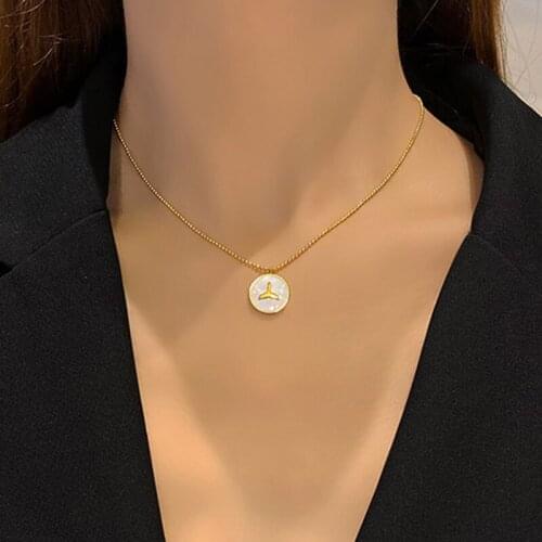 New Not Rust 316 Stainless Steel Zircon Shell Fish Tail Lucky Compass Gold Chain Pendant Womens Necklaces Choker Jewelry 2021