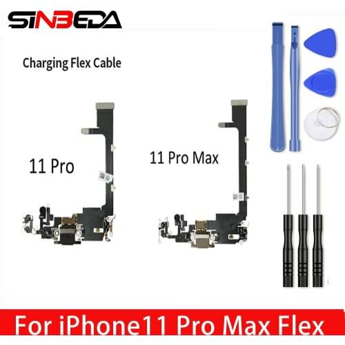 Original Charging Flex For iPhone 11Pro USB Plug Charger Port Dock Connector With Mic Headphone Audio Cable For iPhone11 Pro Max