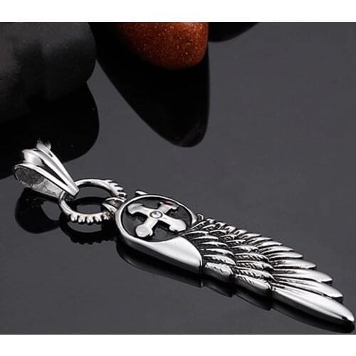 Stainless Steel Cross Feather Wing Fashion Charms Pendant KL014 JP