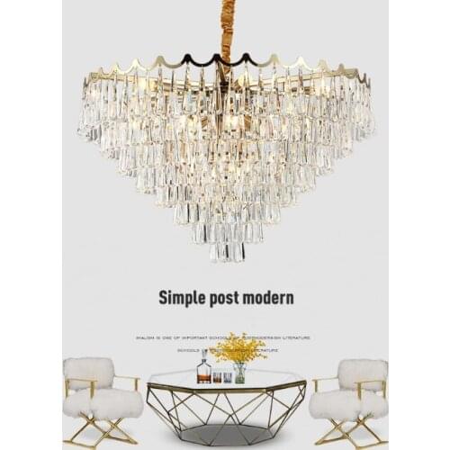 Postmodern luxury atmosphere European creative golden living room K9 high translucent crystal chandelier